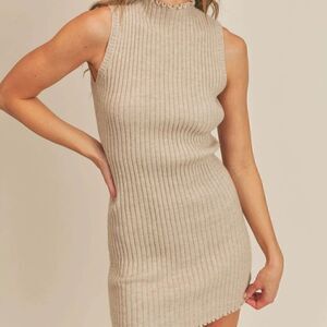 SADIE & SAGE Tan Strumming Fingers Sweater Dress Size Large